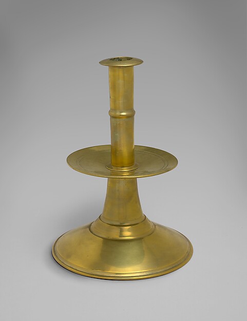 Brass candlestick, 1670–1700. The Met, Bequest of Flora E. Whiting, 1971, 1971.180.69. Public domain.